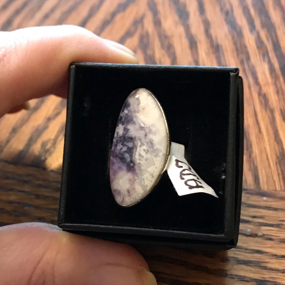 New Sterling Silver Adjustable Purple Wonky Morado Violet Flame Opal Ring Sz 7.5 - Picture 15 of 16